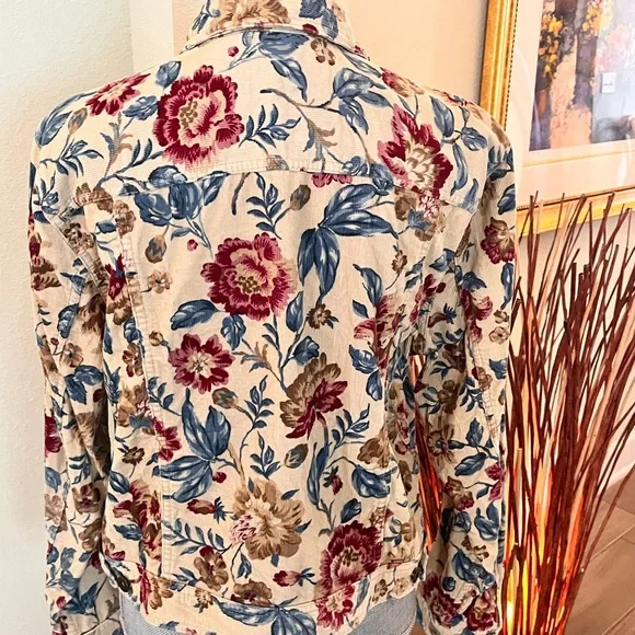 Vintage Lizwear Jeans Floral Corduroy Jacket by Liz Claiborne - Picture 6 of 15